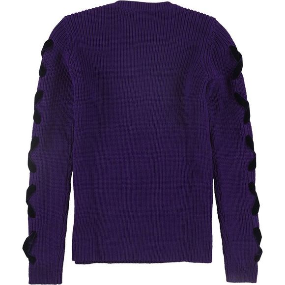 Ralph Lauren Womens Lace Up Sleeve Pullover Sweater, Purple, NWT - Picture 2 of 2